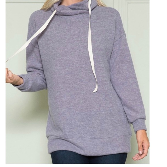 Comfy Cowlneck Drawstring Sweater - Picture 1 of 6